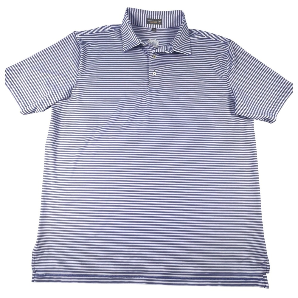 Peter Millar Polo Mens XL Blue Summer Comfort Striped Performance Crown